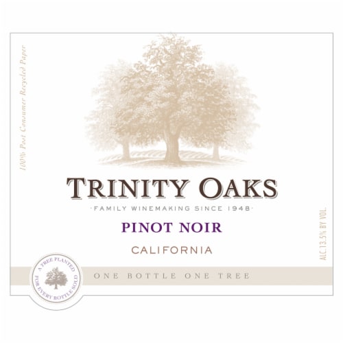 Trinity Oaks Pinot Noir California Red Wine 750 ml Perspective: back