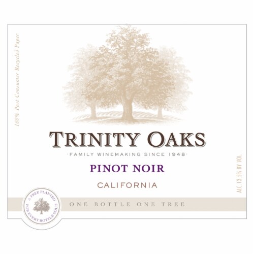 Trinity Oaks Pinot Noir California Red Wine 750 ml Perspective: back