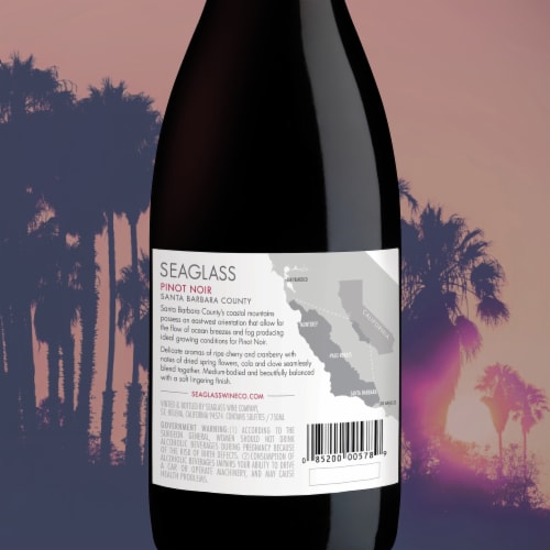 SEAGLASS Pinot Noir California Red Wine 750 ml Perspective: back