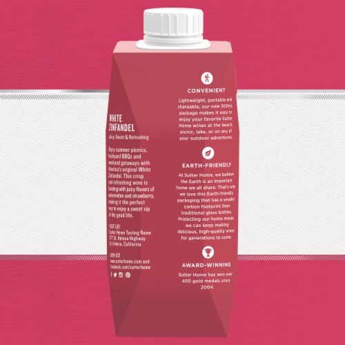 Sutter Home White Zinfandel California Pink Wine 500 ml Box Perspective: back