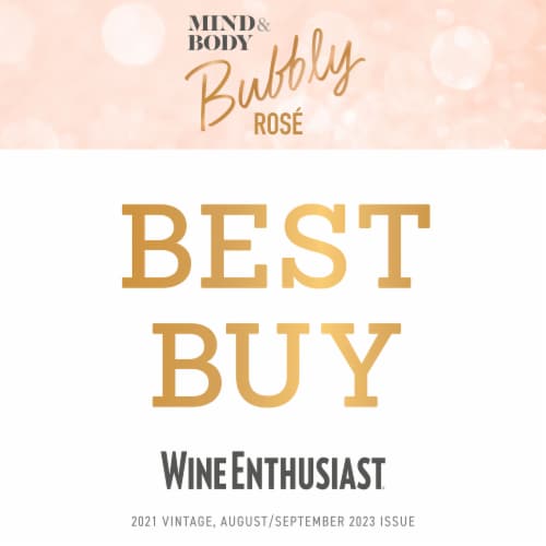 Mind & Body Bubbly Rose Low Alcohol Low Calorie Sparkling Wine Perspective: back
