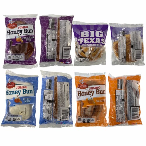 Cloverhill Bakery Ultimate Honey Bun Variety Pack | Big Texas, Chocolate, Iced and Glazed | 1 Perspective: back