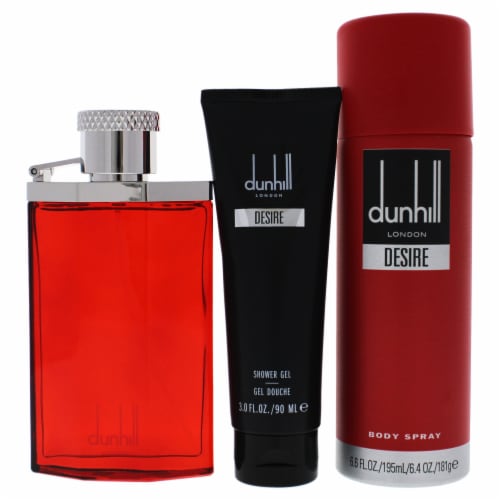 Qfc Desire Red London By Alfred Dunhill For Men 3 Pc Gift Set Edt Spray Shower Gel Body Spray 1