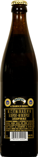 Ayinger Altbairisch Dunkel Beer Single Bottle Perspective: back