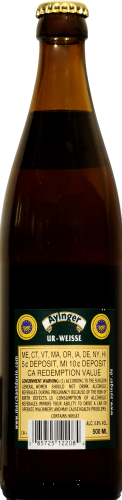 Ayinger Ur-Weisse Beer Single Bottle Perspective: back