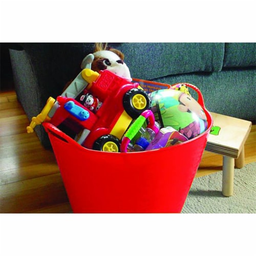 Little Giant FT11RED 11 Gal. Heavy Duty Farm Bucket Rubber Flex Tub with Handles Perspective: back