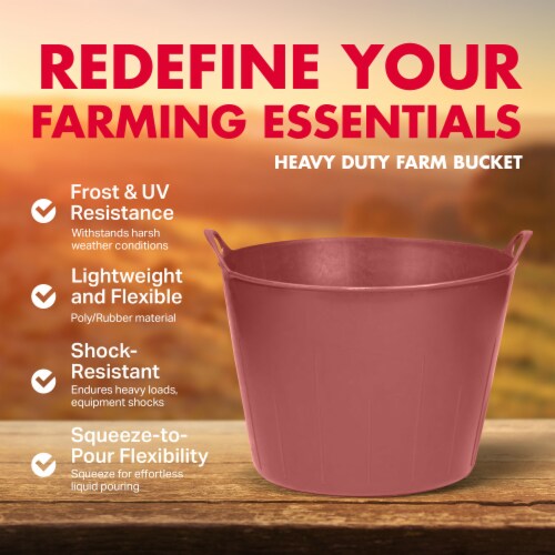 Little Giant 11 Gallon Heavy Duty Farm Bucket Poly/Rubber Flex Tub with Handles Perspective: back