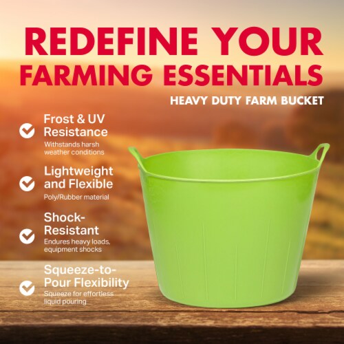 Little Giant 11 Gallon Heavy Duty Farm Bucket Poly/Rubber Flex Tub with Handles Perspective: back