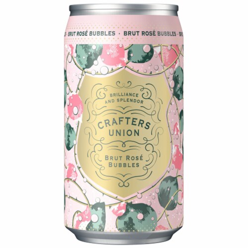 Crafters Union Bubbles Brut Rose Wine Can Perspective: back