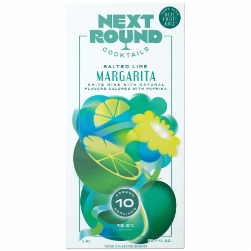Next Round Cocktails Salted Lime Margarita White Wine Premixed Cocktail Box Perspective: back