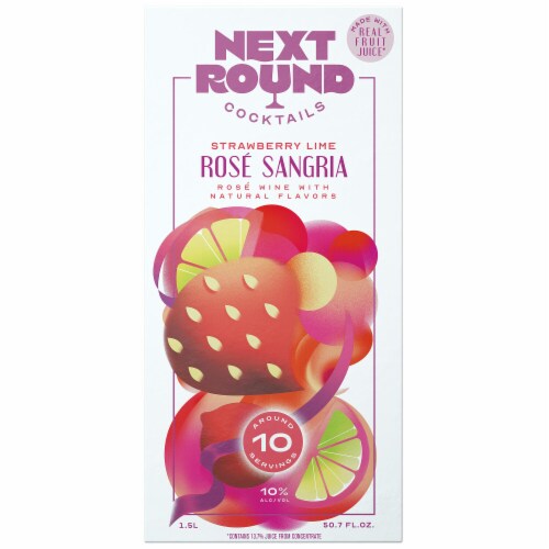 Next Round Cocktails Strawberry Lime Sangria Rose Wine Premixed Cocktail Box Perspective: back