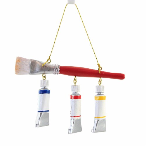 Holiday Ornament Paint Brush With Paint Tubes Polyresin Artist D3430, 1