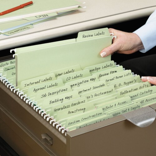 Smead FasTab Hanging File Folders 1/3 Tab Legal Moss Green 20/Box 64083 Perspective: back
