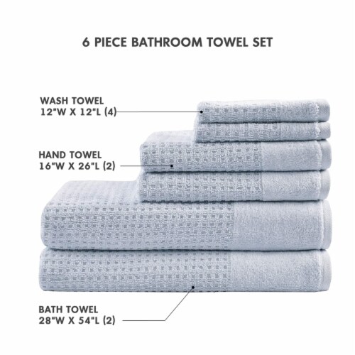 Madison Park Blue Spa Waffle 6 Piece Jacquard Combed Cotton Towel Set