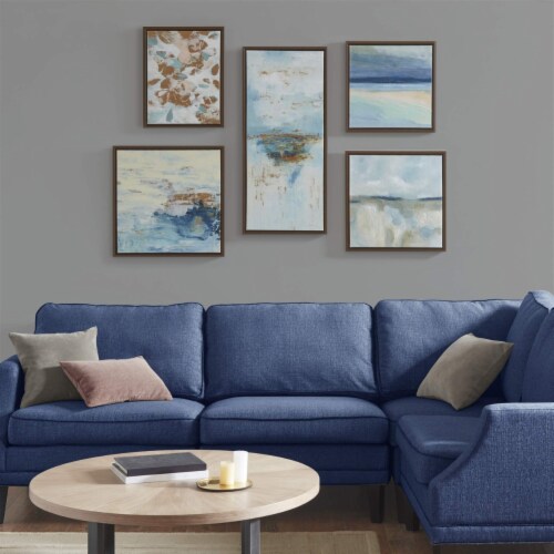 Madison Park Blue Horizon Gallery Art 5 Piece Set with Bronze Frame