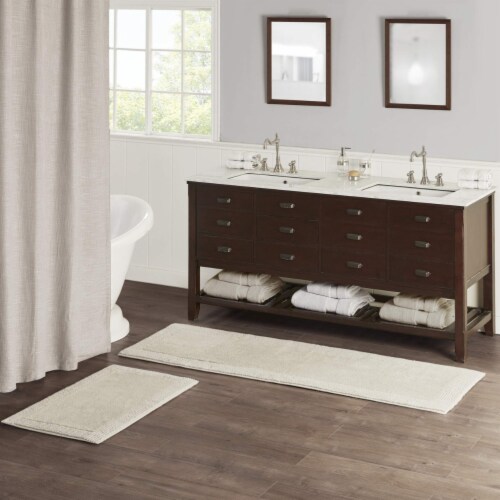 MADISON PARK SIGNATURE Cotton Tufted Reversible Bath Rug with Mink MPS72-448 Perspective: back