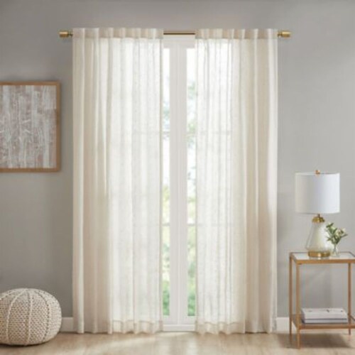 Bed Bath & Beyond Deandra Striped 84-Inch Sheer Window Curtain Panel- Natural Perspective: back
