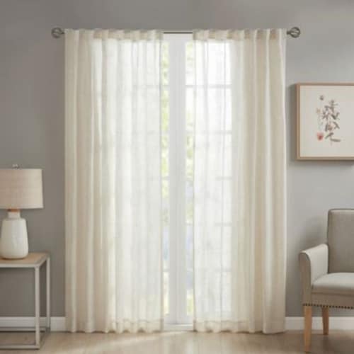 Bed Bath & Beyond Devon Sheer 95-inch Window Curtain Panel- Natural Perspective: back
