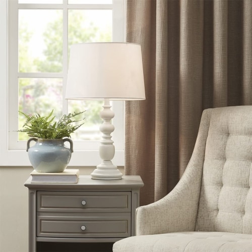MARTHA STEWART Traditional Astoria Resin Table Lamp in White Finish MT153-0053 Perspective: back