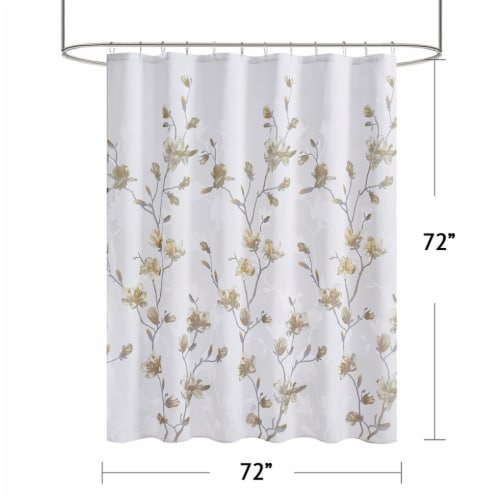 Madison Park Modern Floral Printed Burnout Shower Curtain with Yellow MP70-7482 Perspective: back