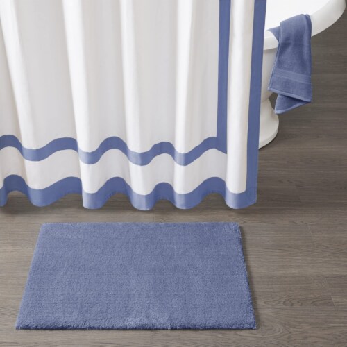 MADISON PARK SIGNATURE Glam Polyester Bath Rug with Navy Finish MPS72-479 Perspective: back