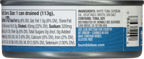 Bumble Bee® Solid White Albacore Tuna in Vegetable Oil Perspective: back