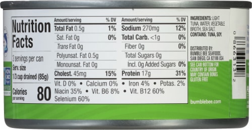 Bumble Bee® Chunk Light Tuna in Water Perspective: back