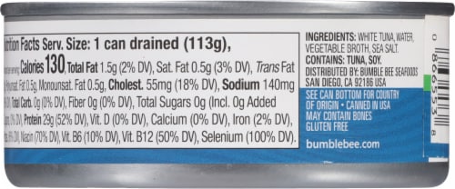 Bumble Bee® Low Salt Solid White Albacore in Water Can Perspective: back