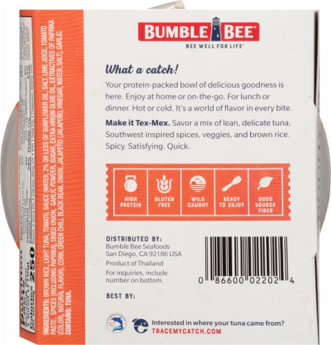 Bumble Bee® Southwest Style Quick Catch® Tuna + Rice Bowl Perspective: back