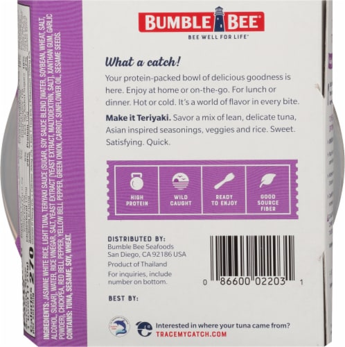 Bumble Bee® Quick Catch® Teriyaki Tuna Rice Bowl Perspective: back