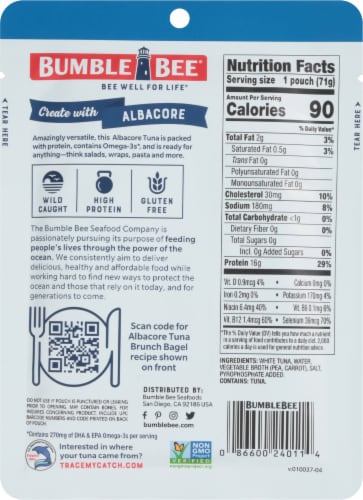 Bumble Bee® Wild Caught Albacore White Tuna in Water Perspective: back