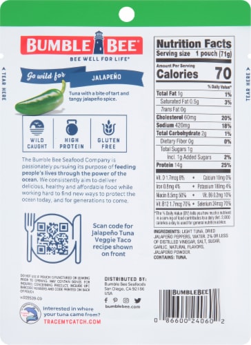 Bumble Bee® Jalapeno Seasoned Wild Caught Tuna Pouch Perspective: back