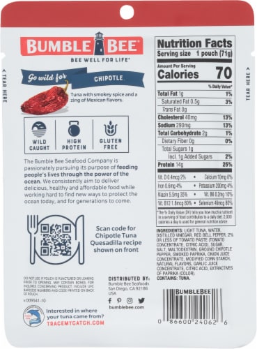 Bumble Bee® Chipotle Seasoned Wild Caught Tuna Pouch Perspective: back