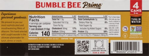 Bumble Bee Prime™ Solid White Albacore Tuna In Water Perspective: back