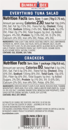 Bumble Bee® Snack on the Run Everything Bagel Seasoning Tuna Salad and Crackers Perspective: back