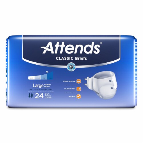 Attends Classic Adult Incontinence Brief L Heavy Absorbency BRB30, Heavy to Severe, 24 Ct Perspective: back