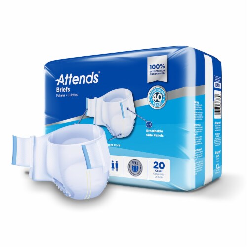 Attends Adult Incontinence Brief XL Heavy Absorbency Contoured, DDA40, Heavy to Severe, 20 Ct Perspective: back