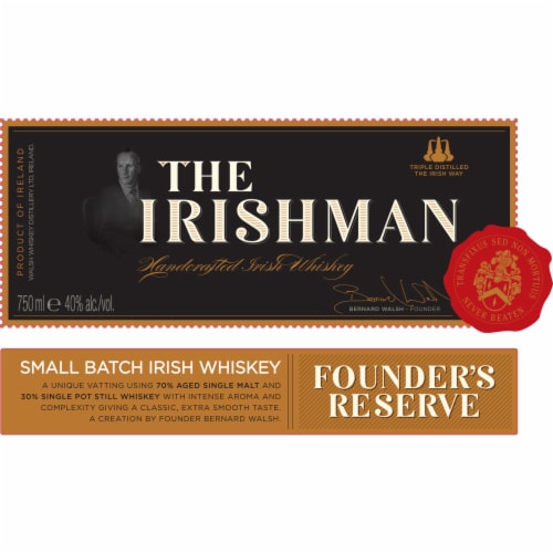 The Irishman Small Batch Founder's Reserve Blended Irish Whiskey Perspective: back