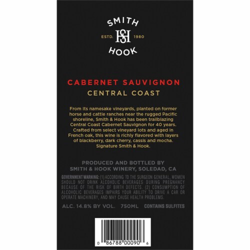 Smith & Hook Cabernet Sauvignon California Red Wine Perspective: back