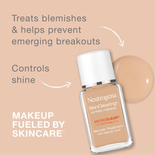 Neutrogena Skin Clearing Liquid Foundation Oil-Free Acne Fighting with .5% Salicylic Acid 30 Buff Perspective: back