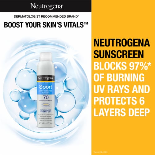 Neutrogena Sport Active Defense Sunscreen Spray SPF 70 Water Resistant with Broad Spectrum UVA/UVB Perspective: back