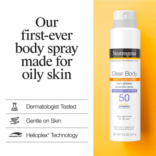 Neutrogena Clear Body SPF 50 Sunscreen Spray, Non-Comedogenic Perspective: back
