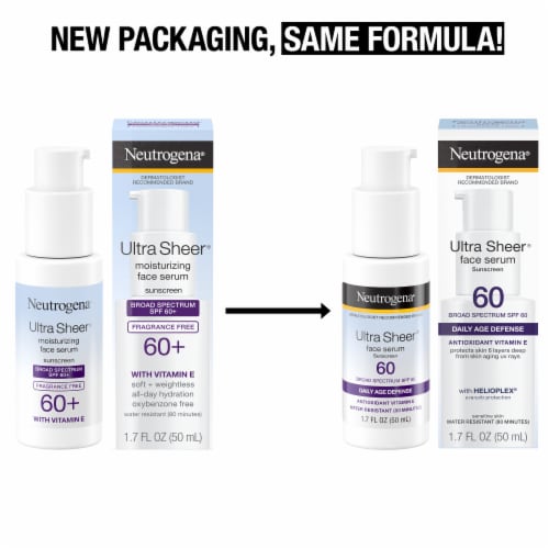 Neutrogena® Ultra Sheer® Moisturizing Face Serum Sunscreen SPF 60+ Perspective: back