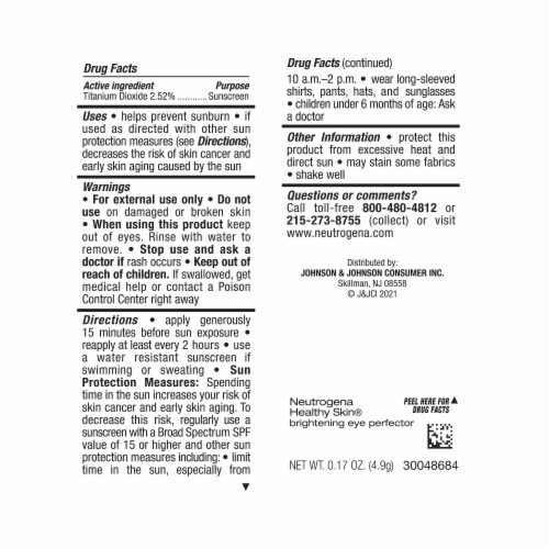 Neutrogena® Healthy Skin 09 Buff Brightening Eye Perfector SPF 20 Perspective: back