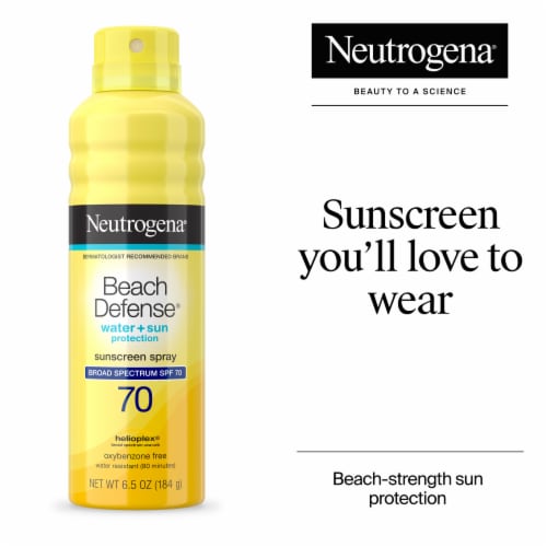 Neutrogena Beach Defense Sunscreen Spray Broad Spectrum SPF 70 UVA/UVB Sun Protection Perspective: back