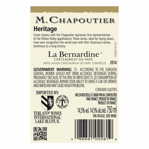 M. Chapoutier La Bernardine Rouge Perspective: back