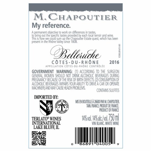 M. Chapoutier Belleruche Blanc Perspective: back
