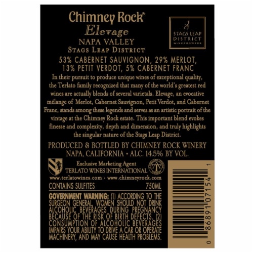 Chimney Rock Elevage Red Blend Perspective: back