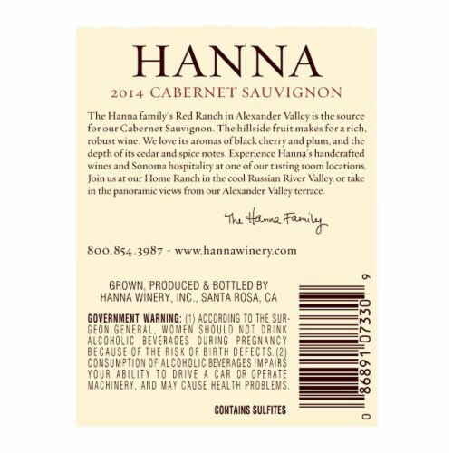 Hanna Cabernet Sauvignon Perspective: back