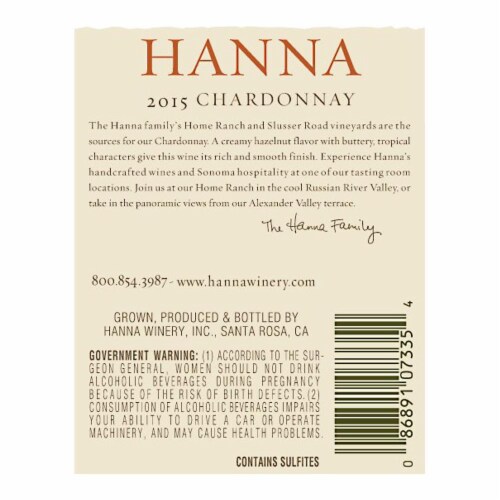 Hanna Chardonnay Perspective: back